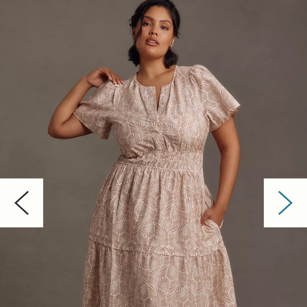 Anthropologie Women’s Somerset tiered  maxi dress- beige & cream cotton boho